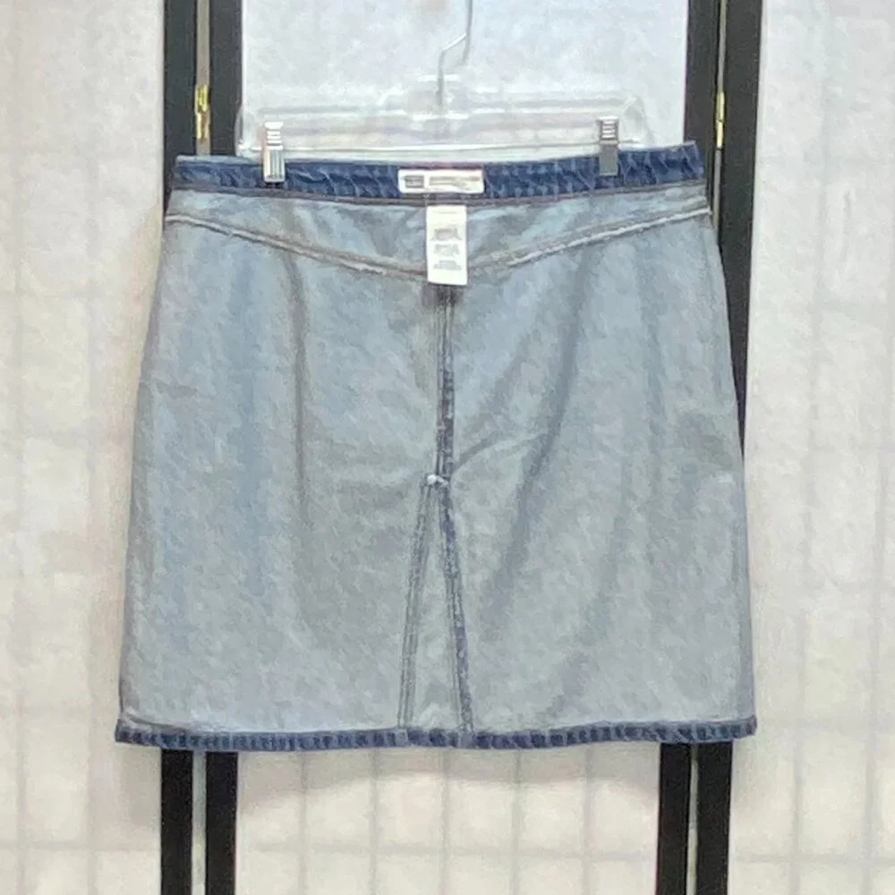 Vintage Faded Glory A Line Gored Denim Jean Mini Skirt Medium Wash 16 High Rise
